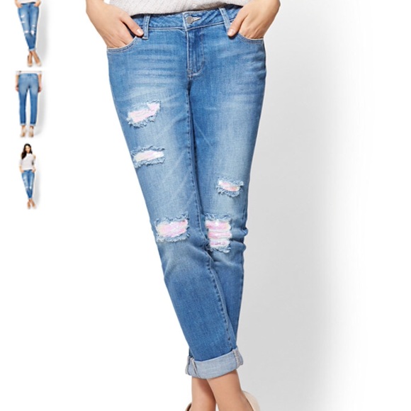 ❗️last one❗️New patched boyfriend blue wash jeans - Picture 2 of 5